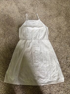 Girls size 8 White Eyelet Sundress with Spaghetti Straps